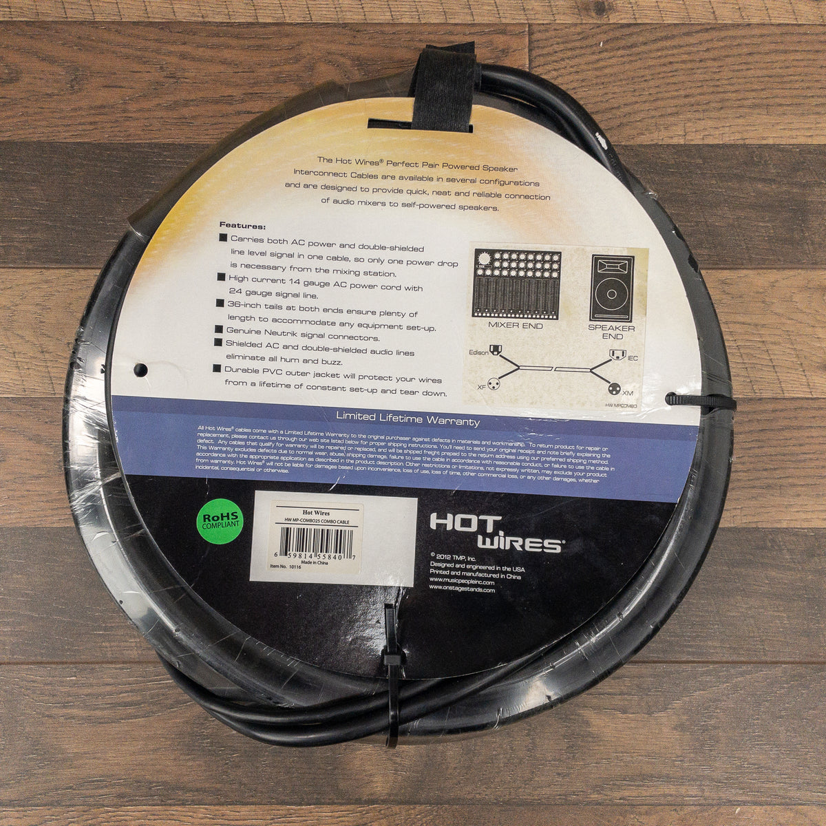 HOT WIRES スピーカー&電源コンボケーブル MP-COMBO25 2個 2 PAIR Hot Wires MP-COMBO 25' Powered Speaker Cable Edison to IEC
