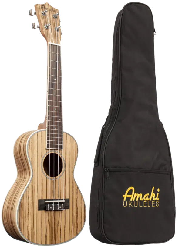 Amahi UK330C Classic Zebrawood Concert Ukelele w/Bag, Satin Finish