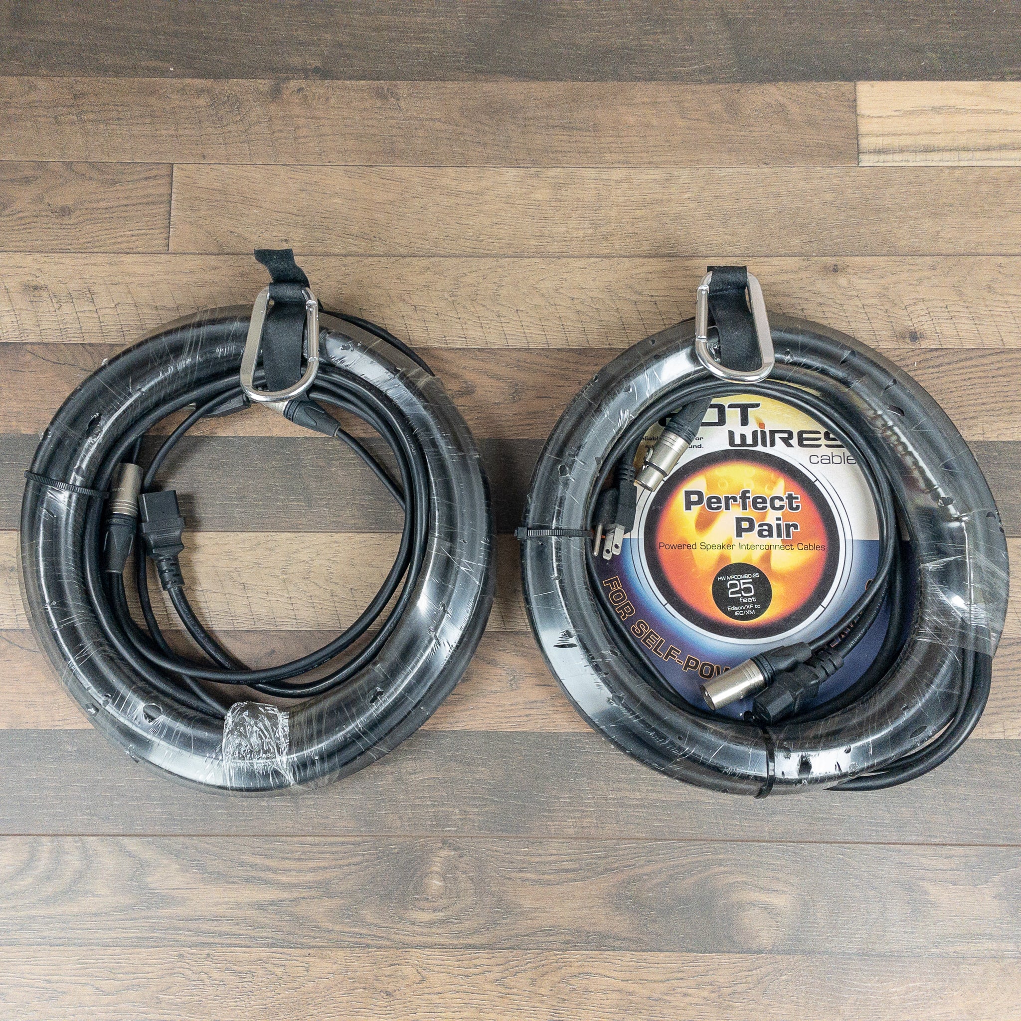 2 PAIR Hot Wires MP-COMBO 25' Powered Speaker Cable Edison to IEC & XLRF to XLRM