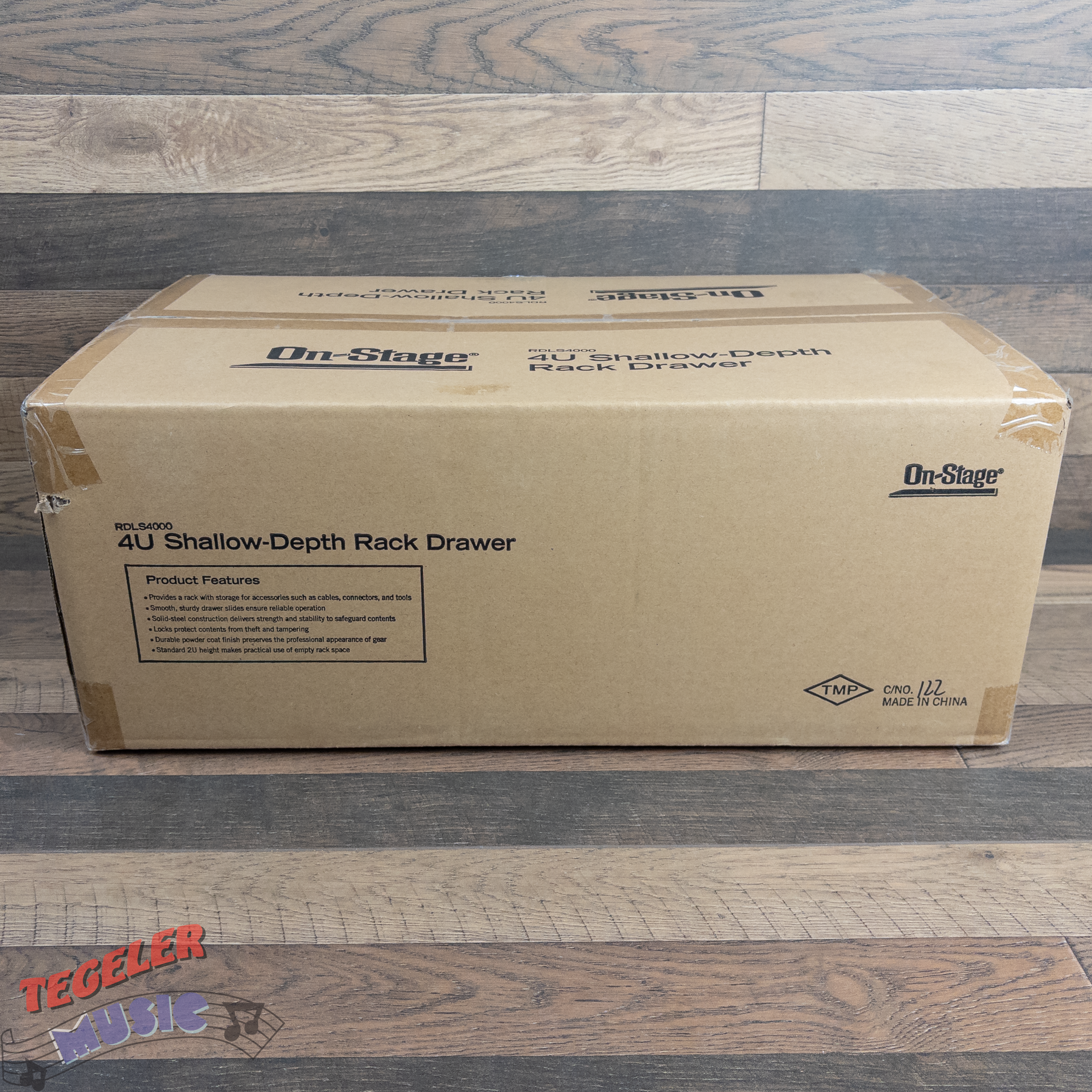 On-Stage RDLS4000 Rack Drawer 4 Space Shallow Depth Locking Powder Coated Steel