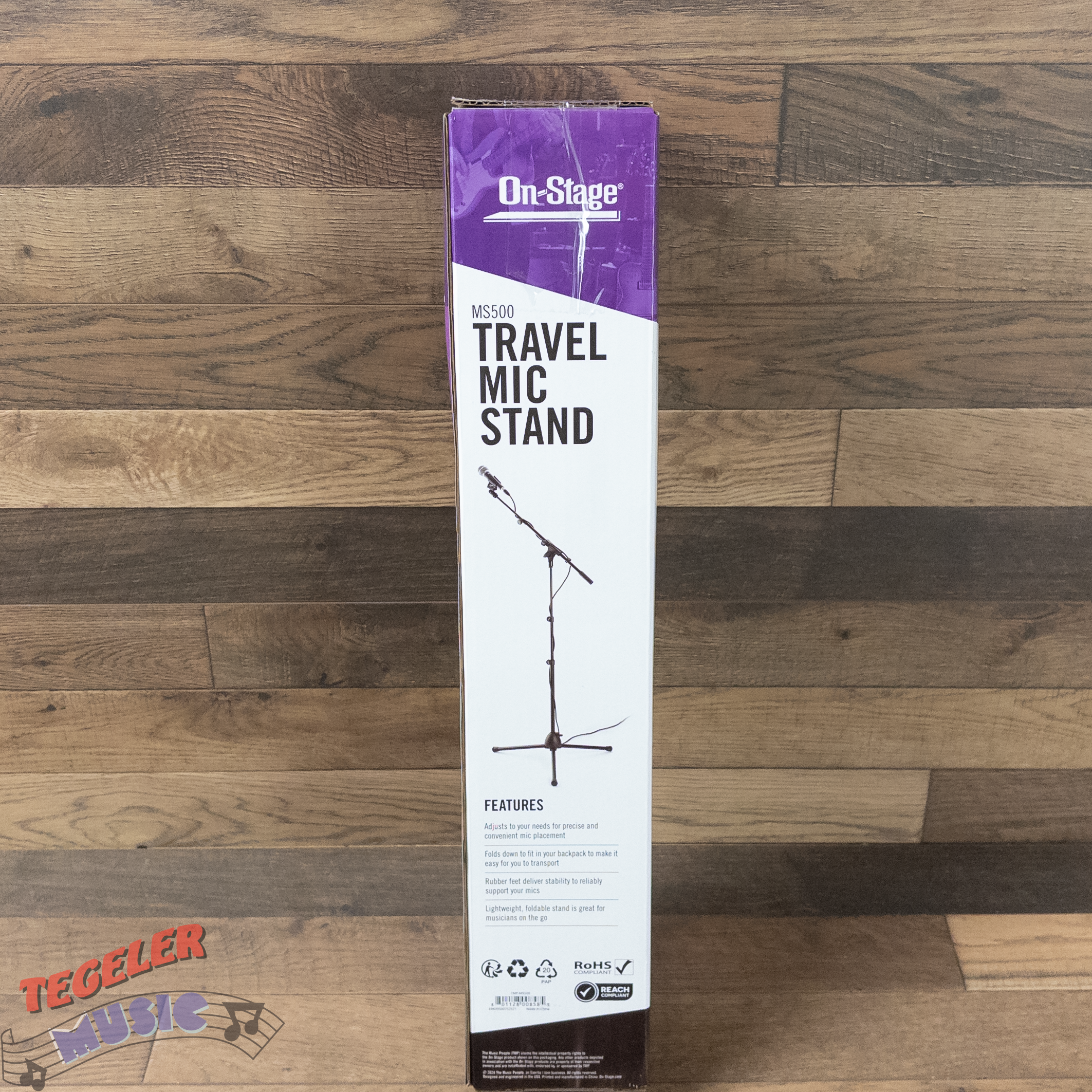 On Stage Stands MS500 Adjustable Travel Mic Stand, Black, Powder Coat Finish