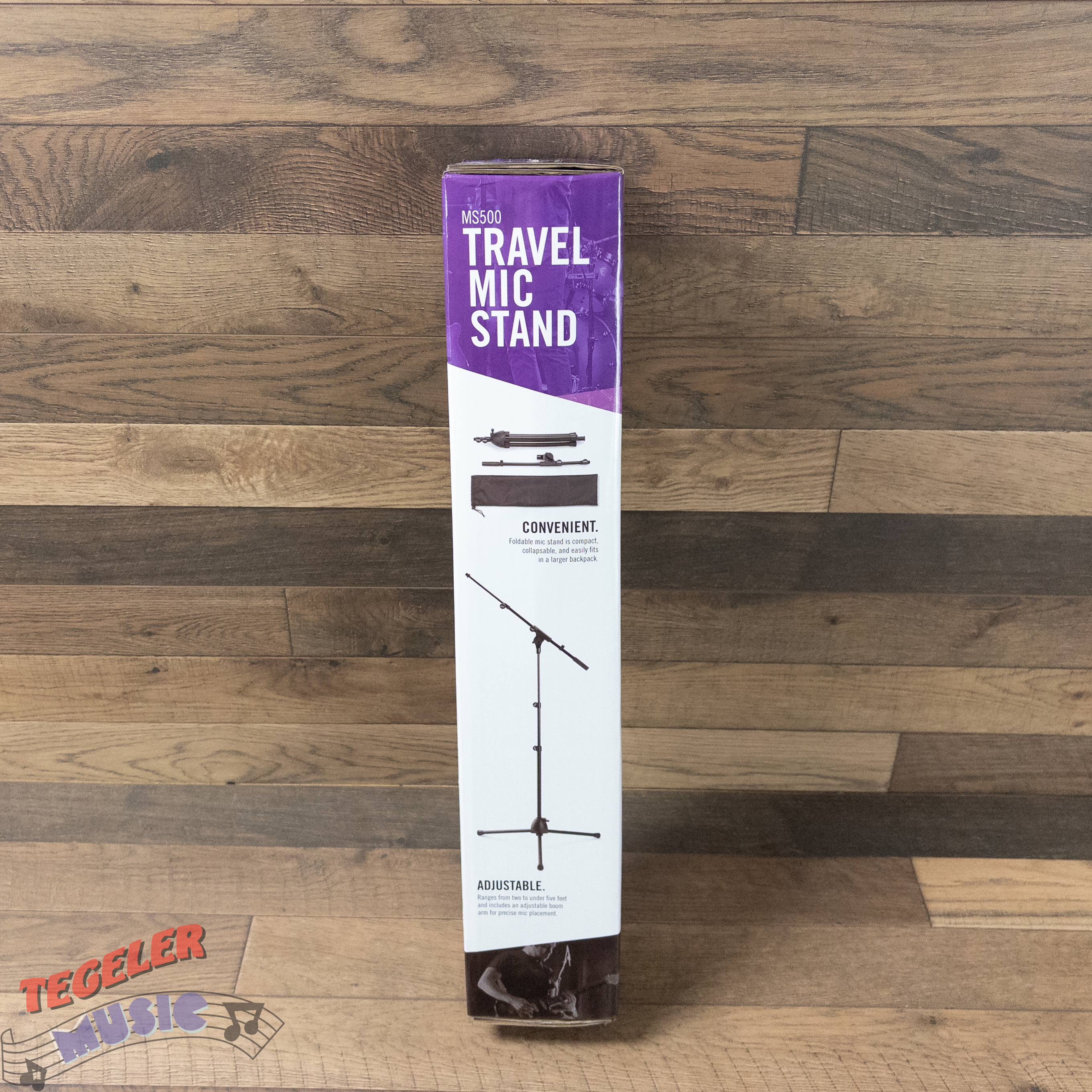 On Stage Stands MS500 Adjustable Travel Mic Stand, Black, Powder Coat Finish