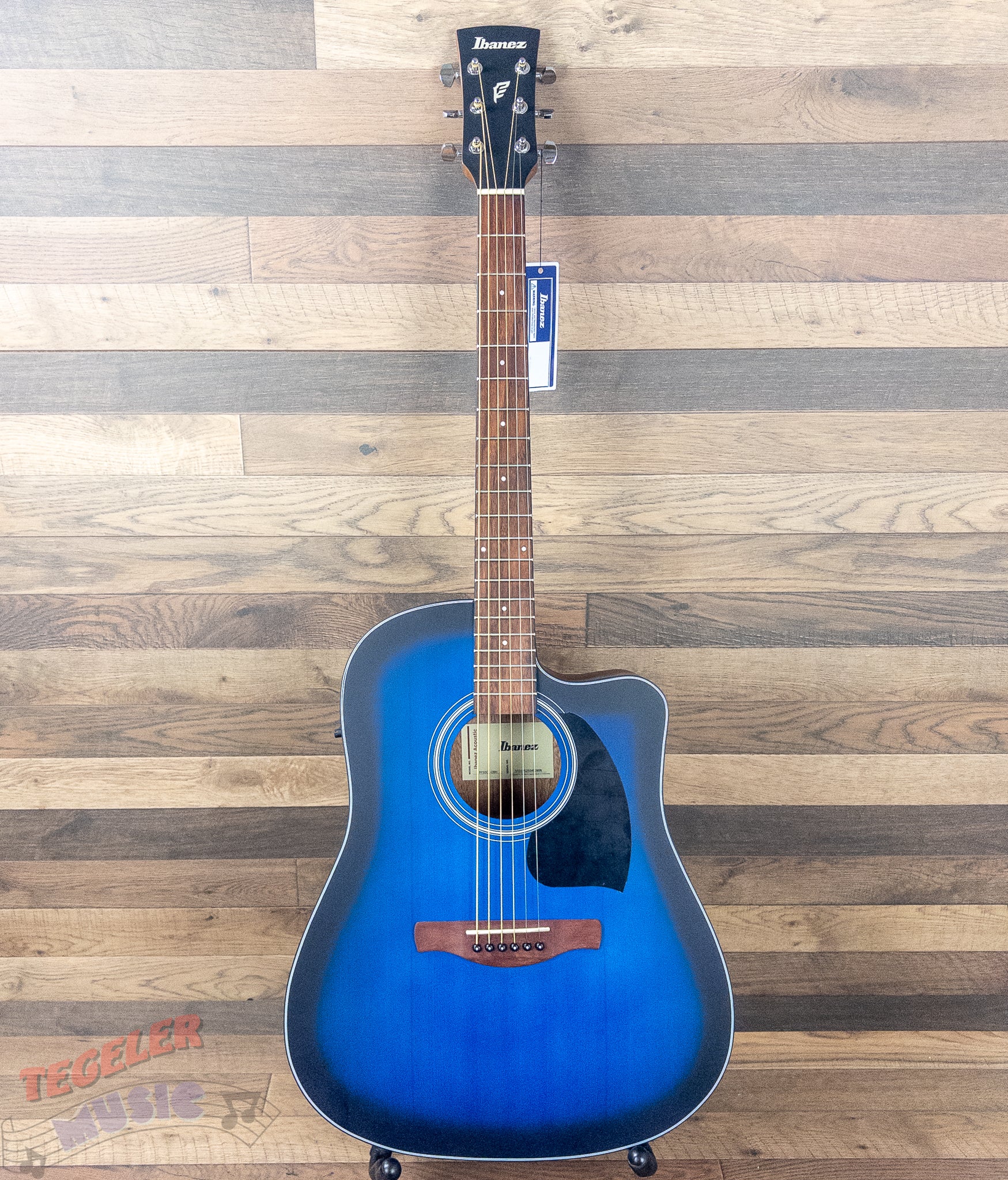 Ibanez PF50CE-OBH Dreadnought Acoustic-Electric Guitar Transparent Blue Sunburst