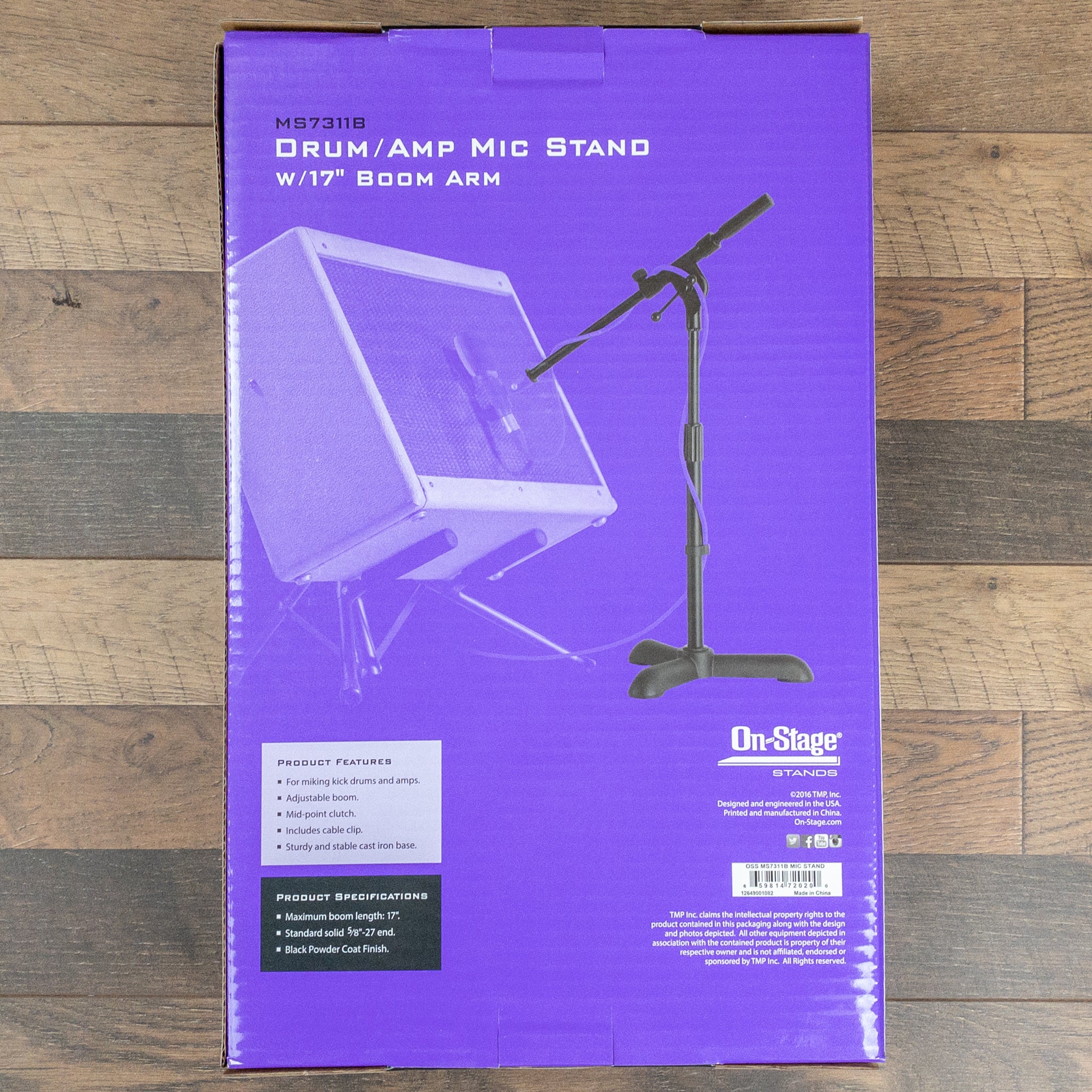 On-Stage Stands MS7311B Drum/Amp Mic Stand, w/17" Boom Arm