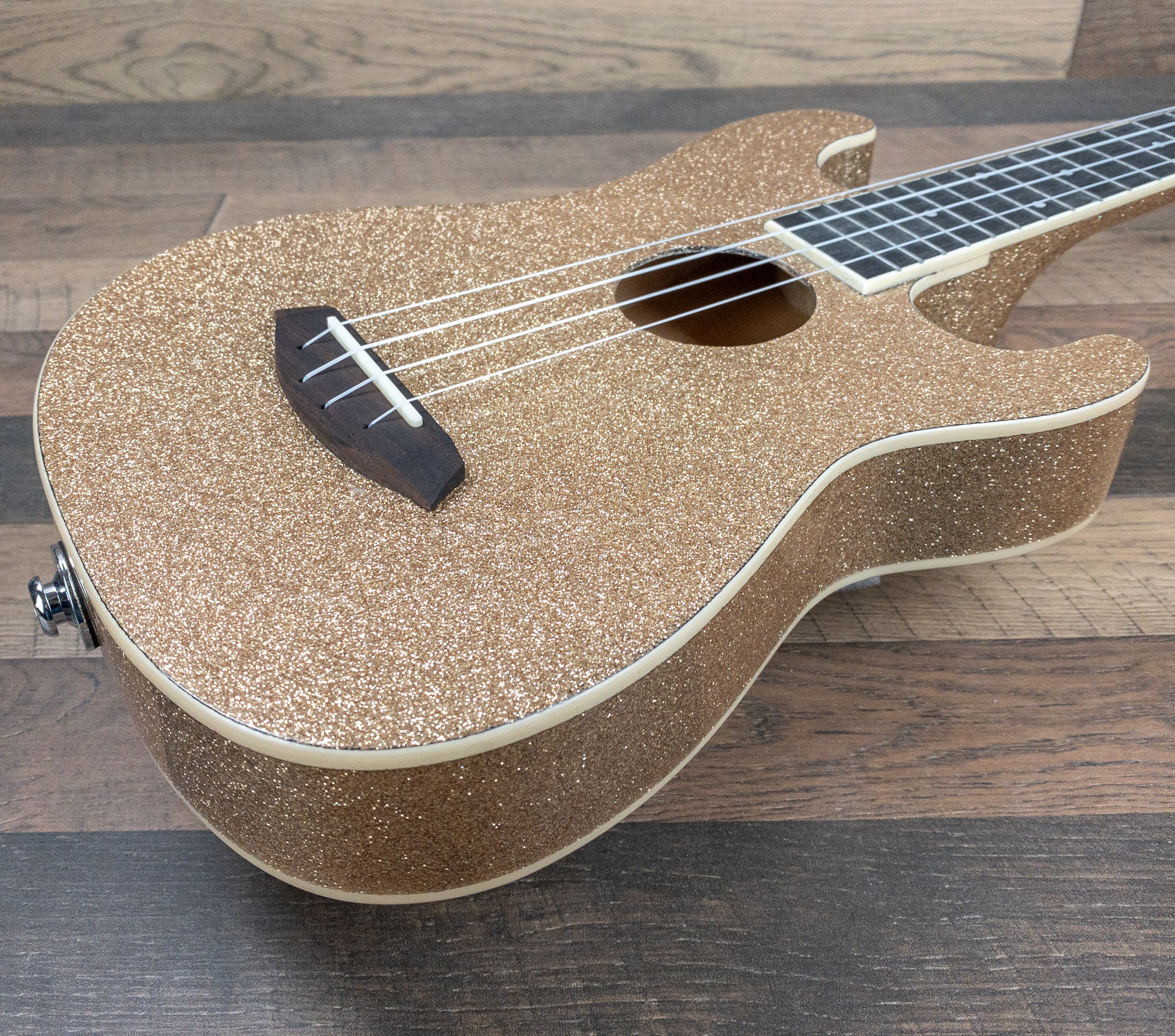 Amahi UK-001TEQTN Ukulele Gold Glitter Tenor Uke with EQ Includes Carry Bag