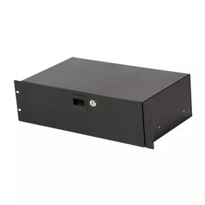 On-Stage RDLS3000 Rack Drawer 3 Space Shallow Depth Locking Powder Coated Steel