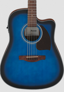 Ibanez PF50CE-OBH Dreadnought Acoustic-Electric Guitar Transparent Blue Sunburst