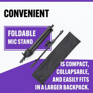 On Stage Stands MS500 Adjustable Travel Mic Stand, Black, Powder Coat Finish