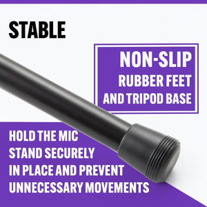 On Stage Stands MS500 Adjustable Travel Mic Stand, Black, Powder Coat Finish