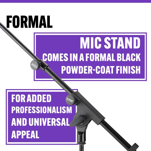 On Stage Stands MS500 Adjustable Travel Mic Stand, Black, Powder Coat Finish