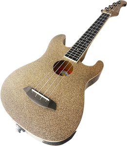 Amahi UK-001TEQTN Ukulele Gold Glitter Tenor Uke with EQ Includes Carry Bag