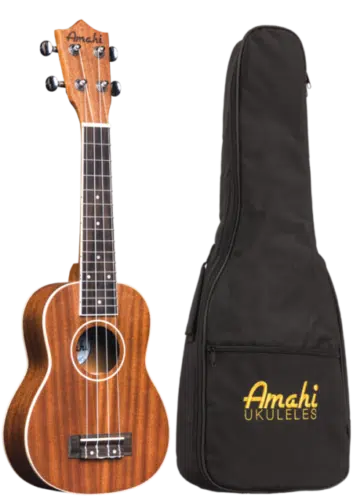 Amahi UK217S Select Mahoghany Soprano Ukelele, Bound Neck and Body, w/Bag