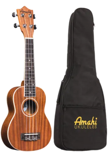 Amahi UK217S Select Mahoghany Soprano Ukelele, Bound Neck and Body, w/Bag