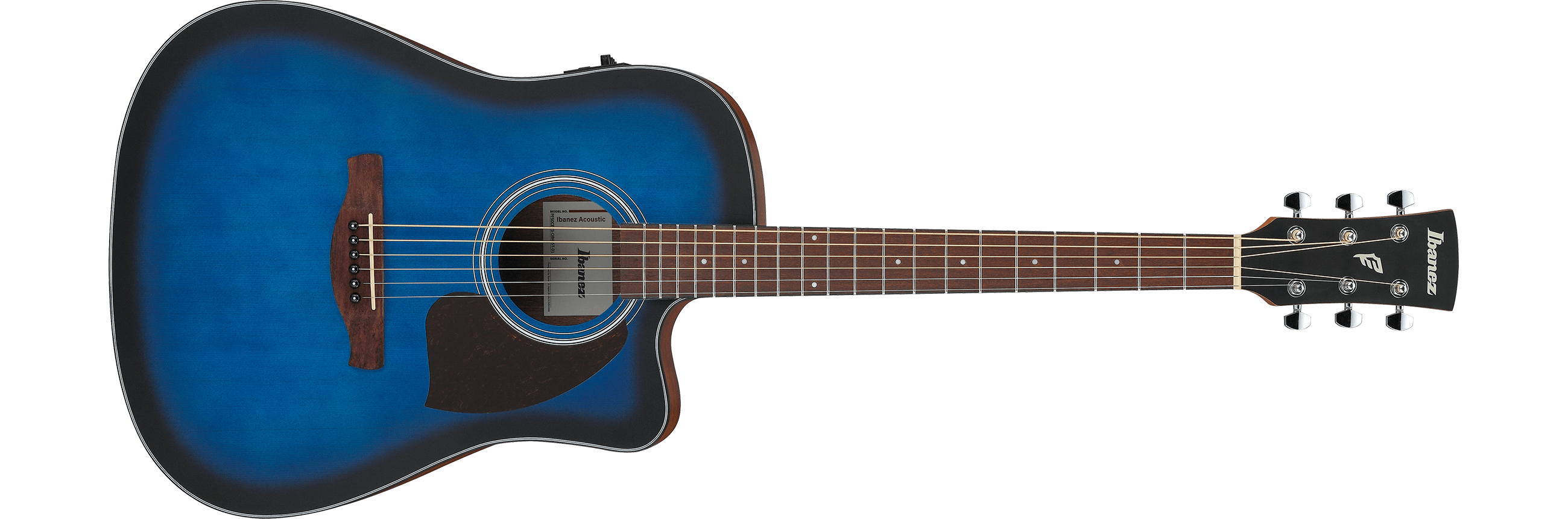 Ibanez PF50CE-OBH Dreadnought Acoustic-Electric Guitar Transparent Blue Sunburst