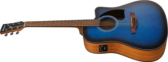 Ibanez PF50CE-OBH Dreadnought Acoustic-Electric Guitar Transparent Blue Sunburst