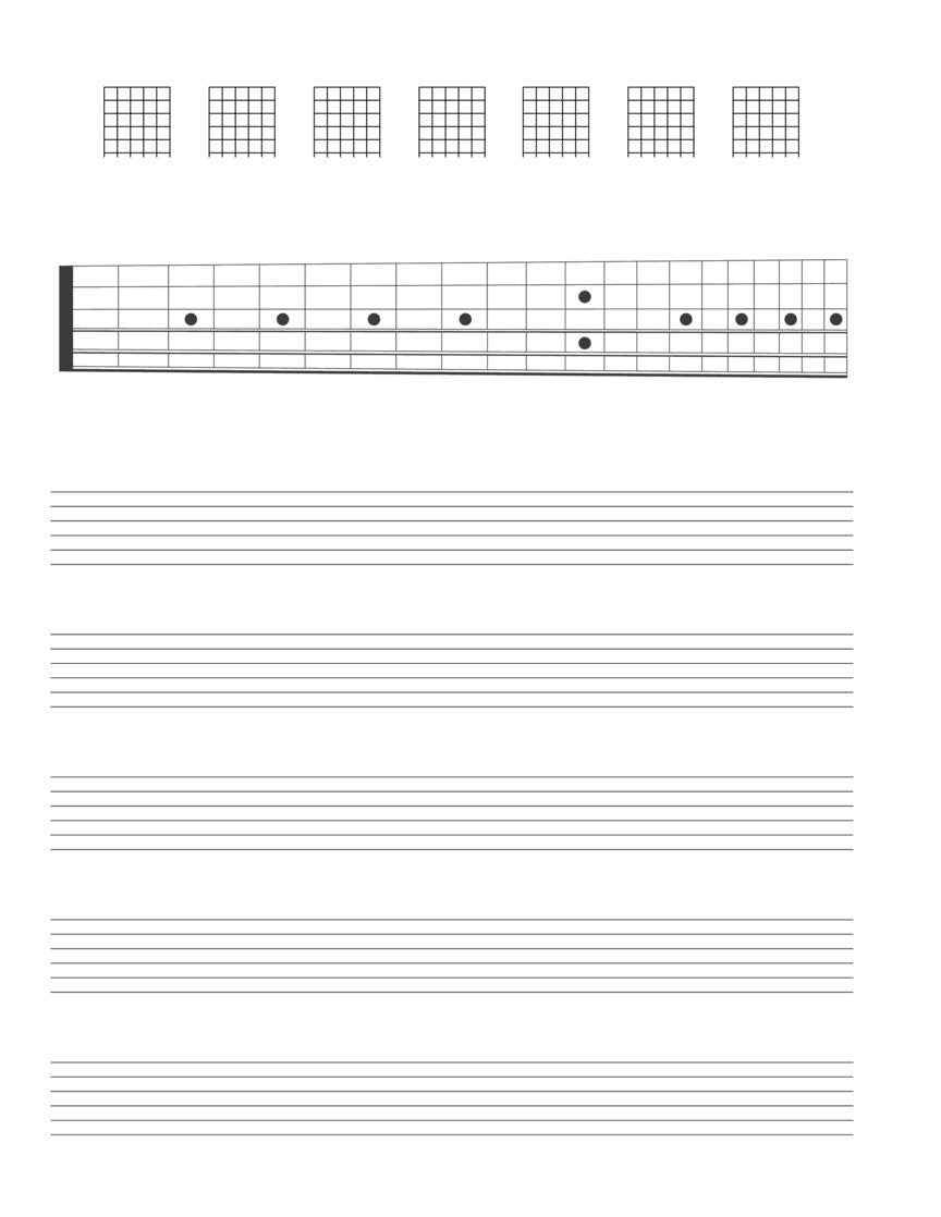 Guitar Tab Manuscript Paper Spiral Book with Tear Out Pages