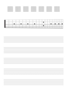 Guitar Tab Manuscript Paper Spiral Book with Tear Out Pages