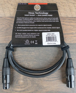 Hosa HMIC-003 Pro Series 3ft. Microphone Cable with REAN Straight XLR Connectors