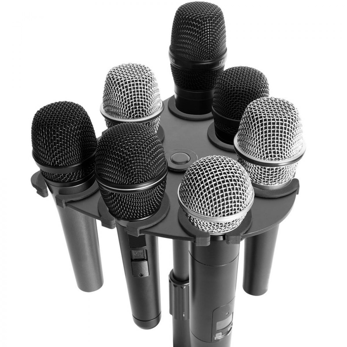 On-Stage MSA2700 Multi-Mic Holder Holds up to 7 Handheld Microphones