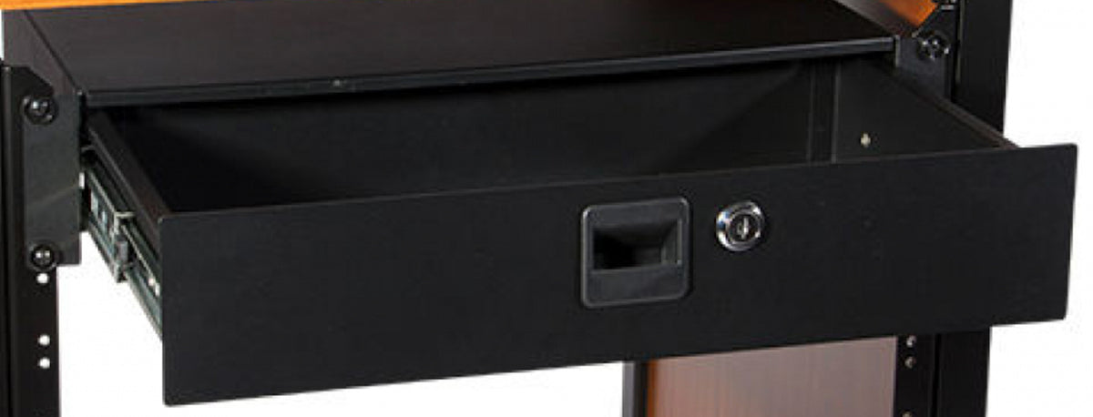 On-Stage RDLS2000 Rack Drawer 2 Space Shallow Depth Locking Powder Coa ...