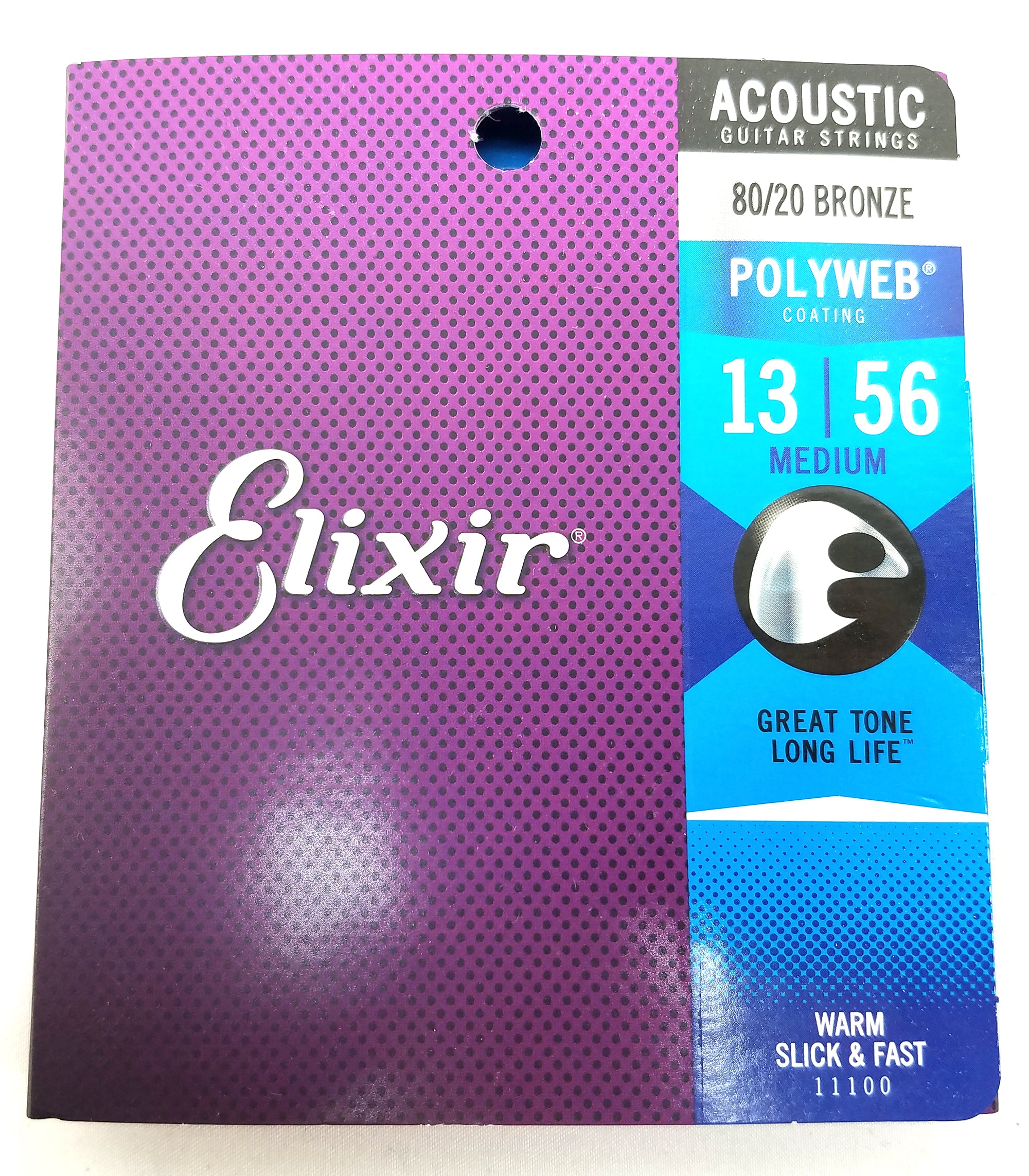 Elixir 11100 13-56 Light 80/20 Polyweb Coated Acoustic Guitar String Set