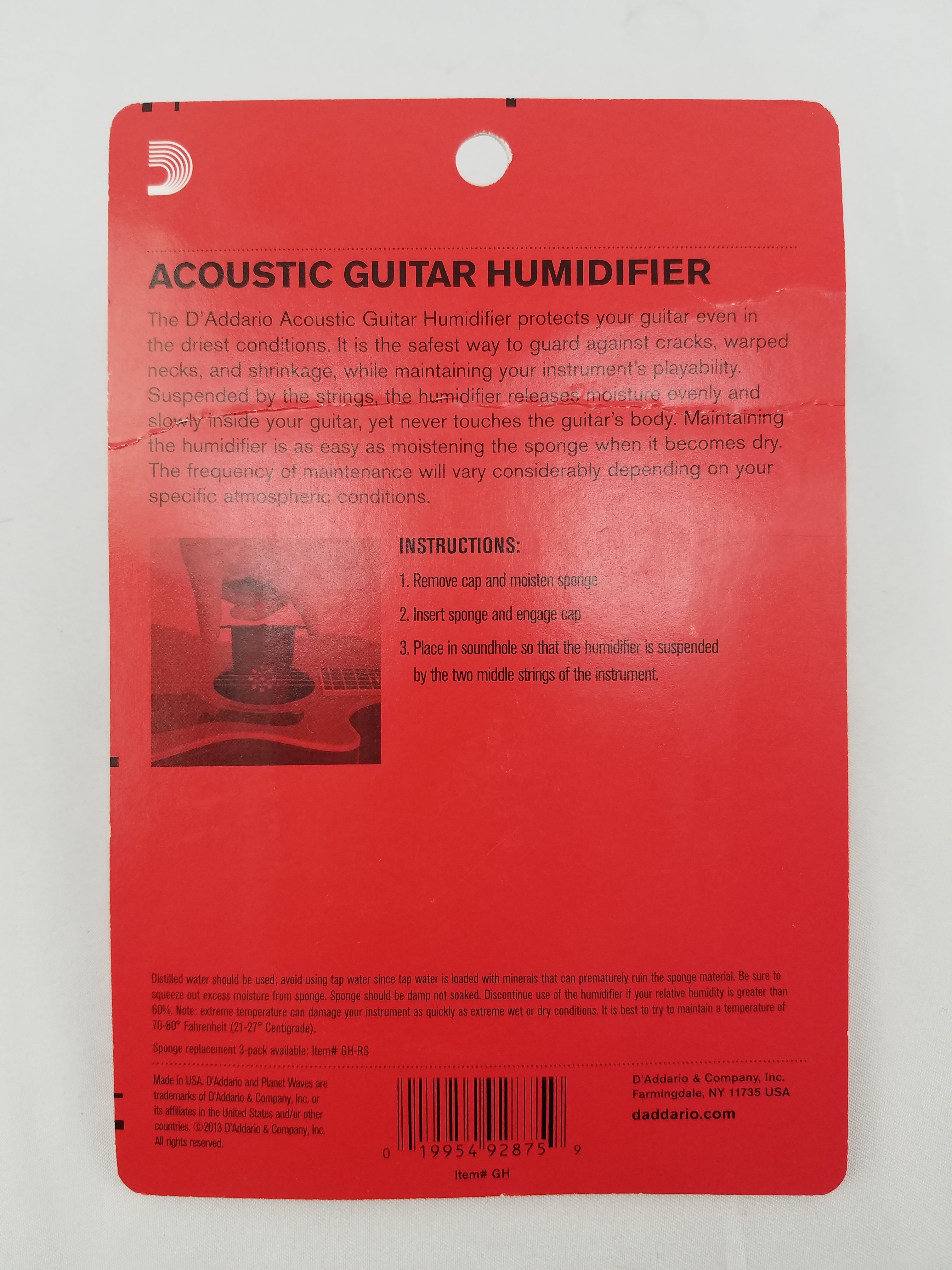 D'Addario Acoustic Guitar Humidfier