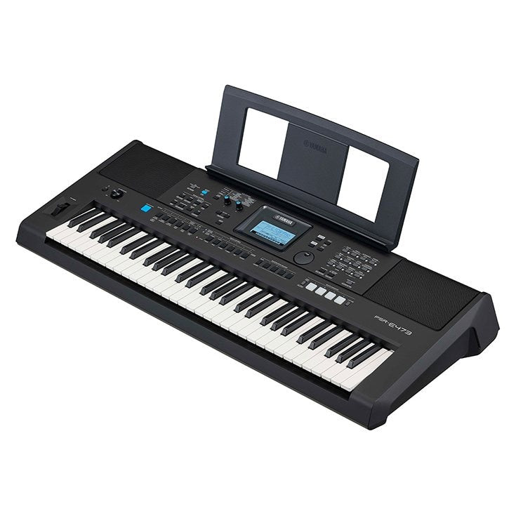 Yamaha PSR-E473 61 Key Portable Arranger Keyboard with Power Supply & Music Rest