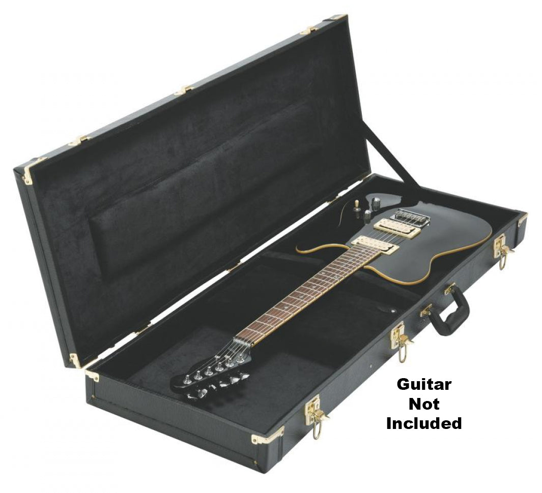 On Stage GCE6000B Wood Hardshell Electric Guitar Case with Black Vinyl Covering