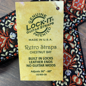 Lock-It LIS-063-CB 2" Vintage Chestnut Bay Embroidered Guitar Strap
