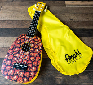 Amahi DDUK16 Pineapple Design Soprano Ukulele with Carry Bag