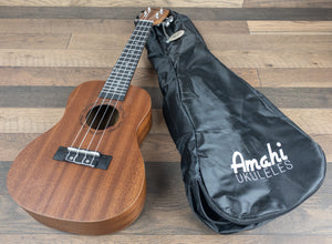 Amahi UK120CW Select Mahogany, Concert Ukulele with Carry Bag