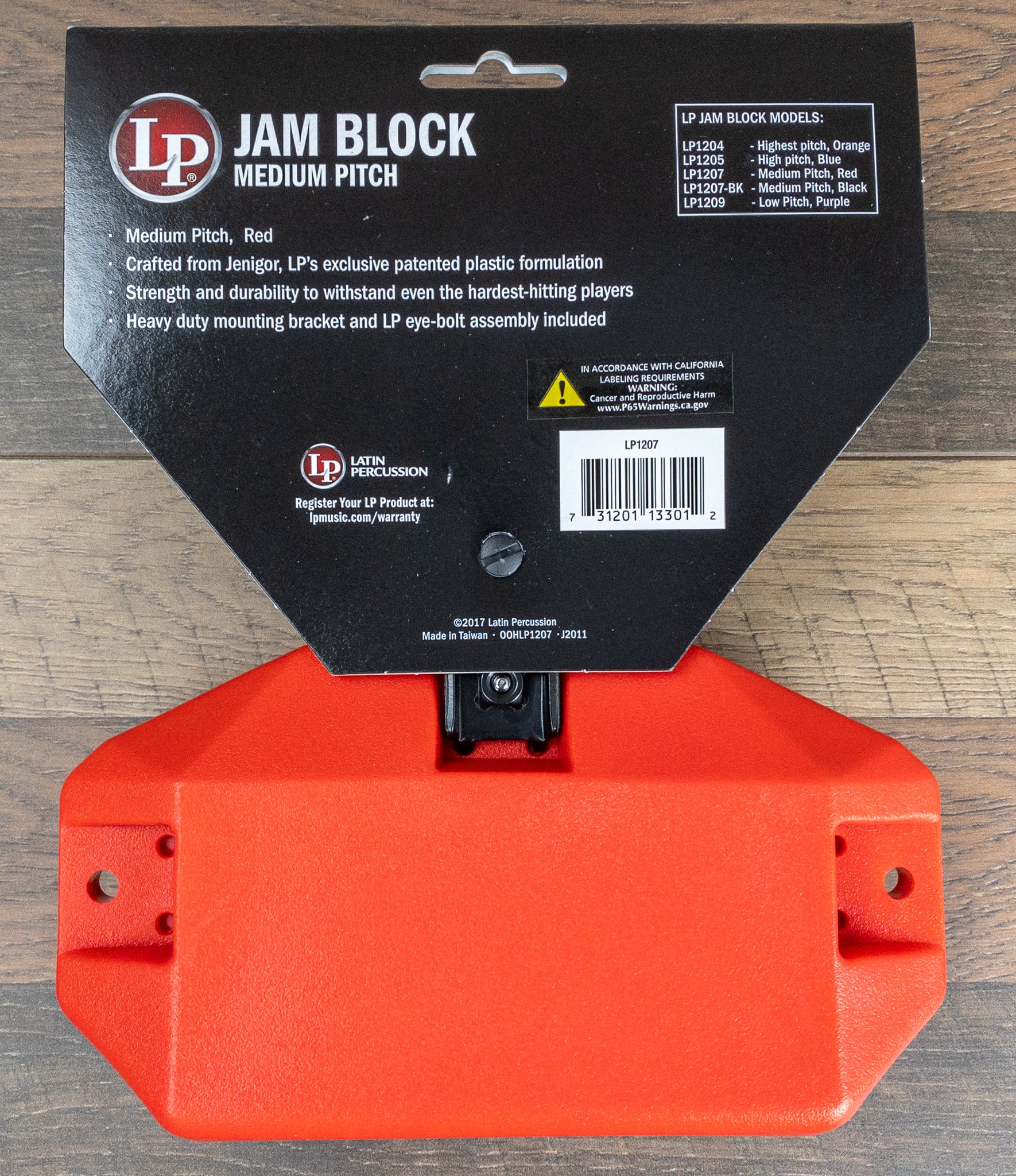 LP 1207 Jam Block Medium Pitch from Latin Percussion Includes Clamp - Red