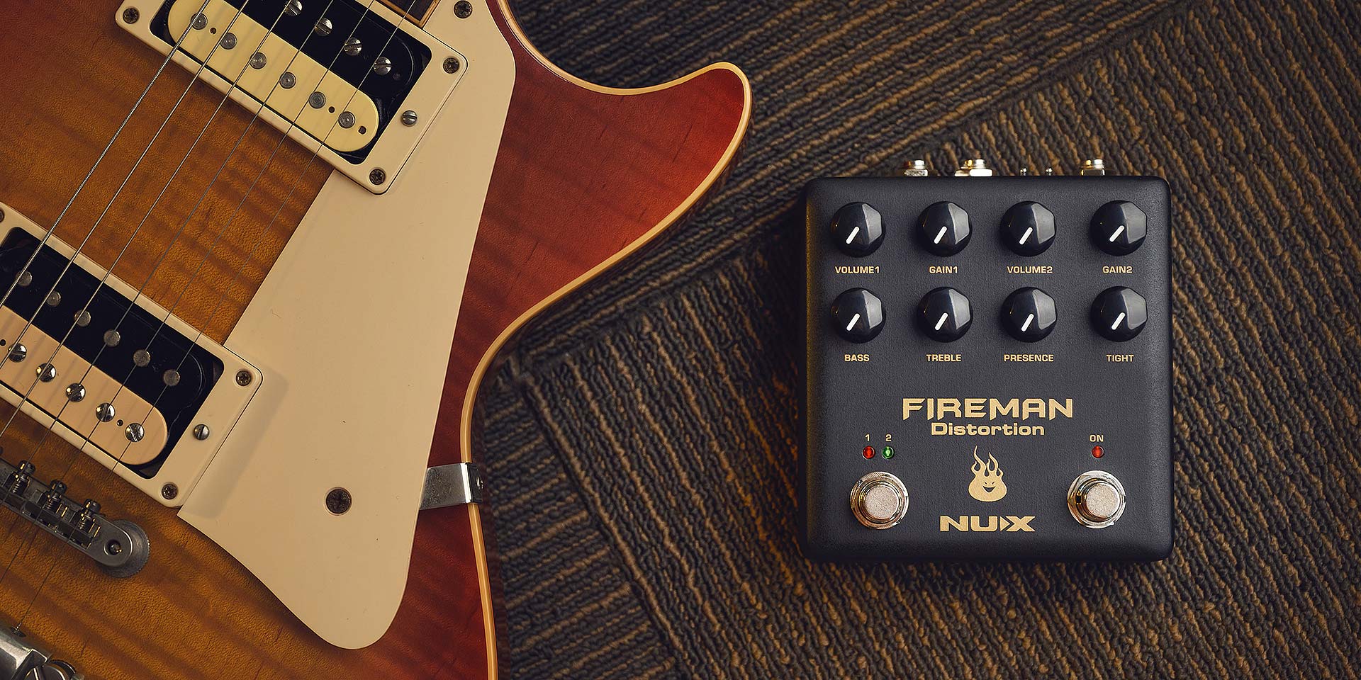 NUX NDS5 Fireman Distortion Dual Gain Guitar Pedal Modern Brown Sound In A Box