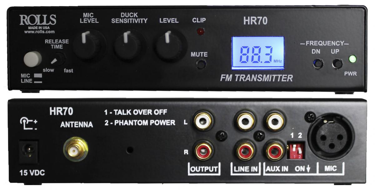 Rolls HR70 Digital display Analog FM transmitter 88 to 108 MHz XLR or RCA inputs