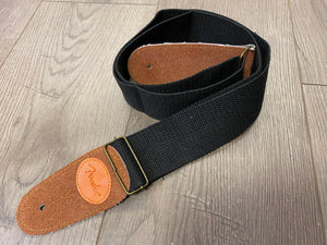 Fender 2" Black Cloth Guitar Strap with Leather Ends