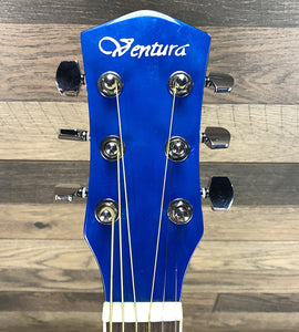 Used Ventura VWD0BLUE3/4 Jr. Junior 36" Acoustic Guitar w/ Gig Bag Strap & Picks