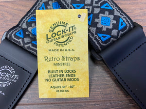 Lock-It LIS-067-ML Vintage Minstrel 2" Wide, Long Guitar Strap