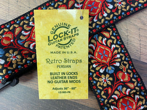 Lock-It LIS-065-PR Vintage Persian 2" Wide, Long Guitar Strap