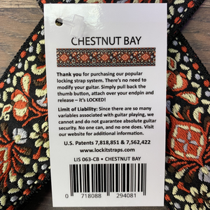 Lock-It LIS-063-CB 2" Vintage Chestnut Bay Embroidered Guitar Strap