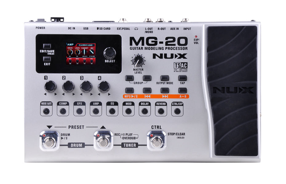 NUX MG-20 Guitar Modeling Processor Multi-Effects Pedal with USB & SD Card Ports